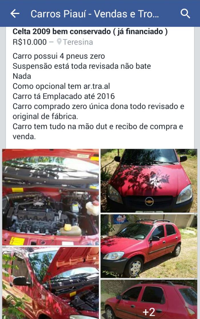 Dupla fazia propaganda do carro pelo facebook