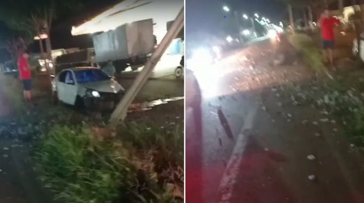 Motorista bate carro em Poste, em Picos (Foto: reprodução)