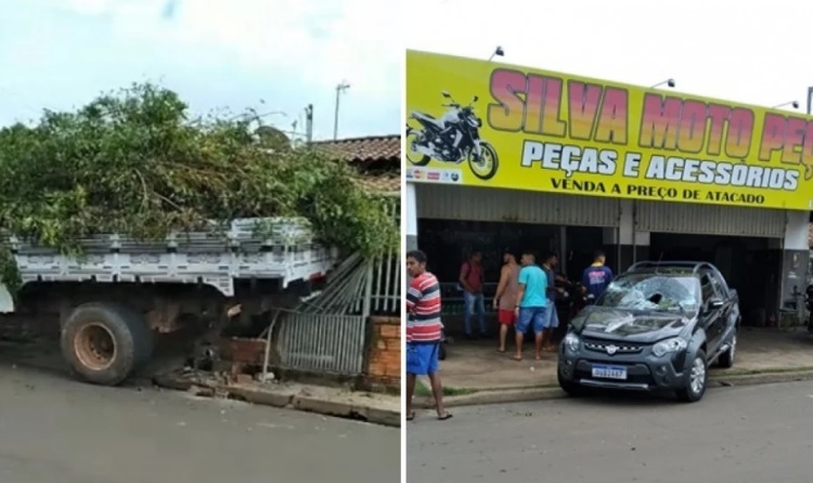 Caminhão desgovernado desce de ré e atinge carro no Norte do Piauí (Foto: Reprodução)