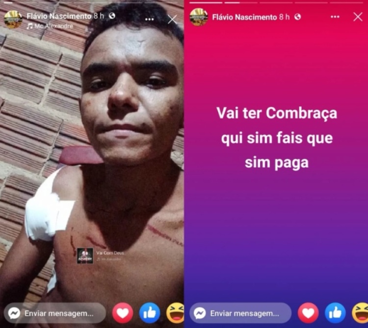 Jovem faz ameaças em rede social após tentativa de homicídio no Piauí (Foto: Reprodução/ Facebook)