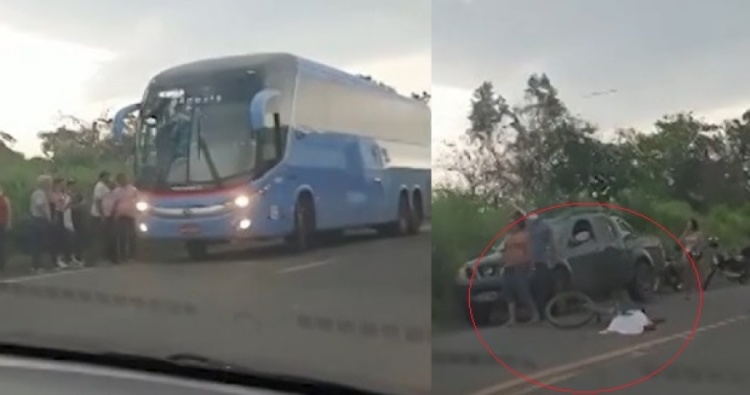 Ciclista morre ao ser atropelado por ônibus na BR-316, entre Teresina e Demerval Lobão — Foto: Polícia Rodoviária Federal