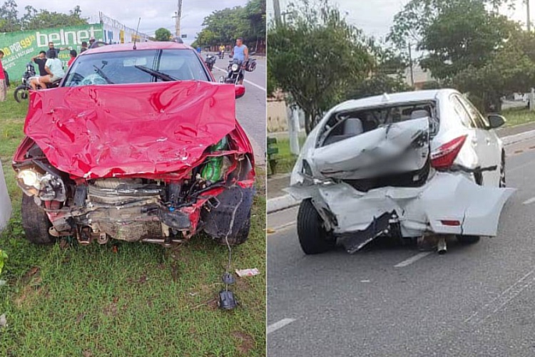 Mulher que fazia caminhada morre atropelada após colisão entre carros em Parnaíba - Imagem: Reprodução/WhatsApp