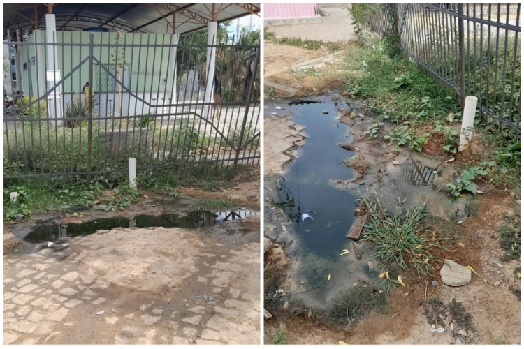 Fossa dos banheiros da Praça da Bandeira estoura e causa forte odor / Foto: Arquivo Pessoal