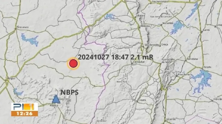 Labsis registra leve tremor de terra na zona rural de Domingos Mourão, no Piauí — Foto: TV Clube