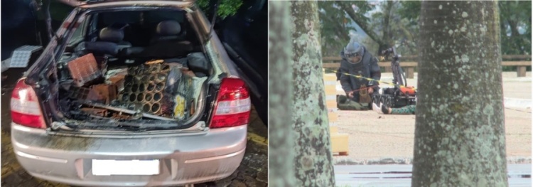 Carro foi encontrado com explosivos no estacionamento da Câmara, e esquadrao anti-bomba 