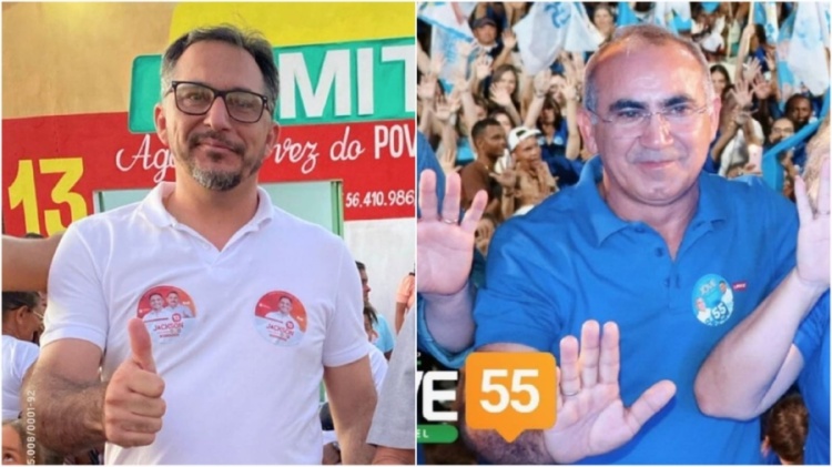 A direita Jakson (PT) e a esquerda prefeito eleito Jove (PSD)