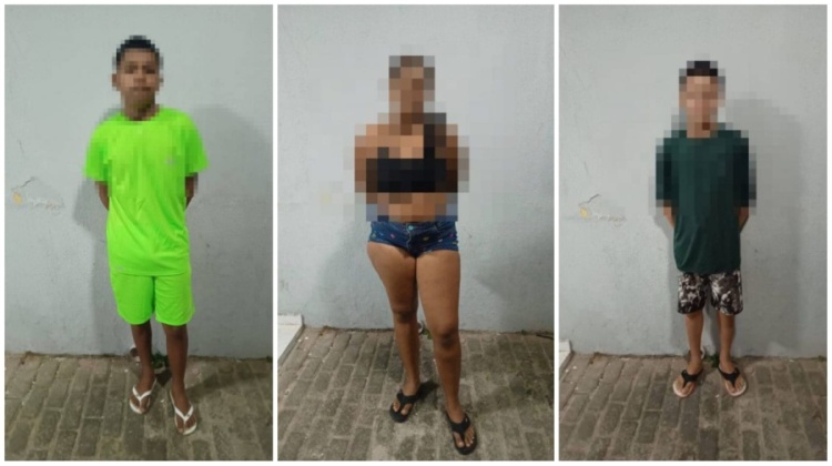 Jovem é presa e adolescentes apreendidos - Fotos: Divulgação/PM