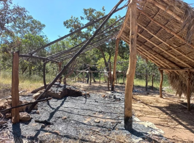 Incêndio nas casas de indígenas no Sul do Piauí — Foto: Divulgação /PC-PI