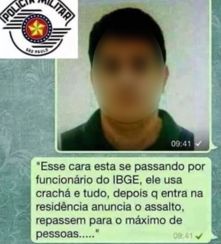 É falso cartaz que alerta sobre assaltante que usa crachá do IBGE em Amarante, no Piauí, diz IBGE — Foto: Reprodução/Redes Sociais